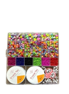 Generic Glass Beads, 24 Slot Multicolor Baking Paint Beads Set Glass Beads Box Alphabet Pattern Beads for DIY Bracelets and Necklace  - Image 1