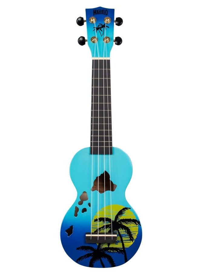 Mahalo MD1HABUB Ukulele Soprano " Hawaii " Designer Series Blue Burst with Bag - Image 4