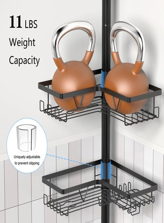 ZUNTO Shower Caddy Corner for Bathroom, Tension Pole, Adjustable 25in-114in Floor to Ceiling, Standing Shower Tension Rod Organizer, 4 Tier Storage Shelves, Matte Black - Image 5
