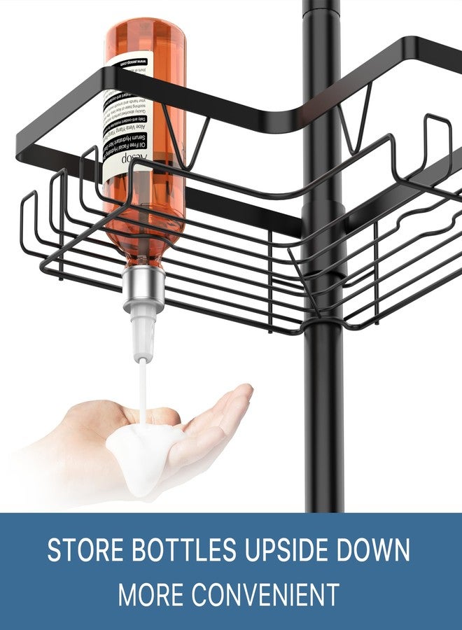 ZUNTO Shower Caddy Corner for Bathroom, Tension Pole, Adjustable 25in-114in Floor to Ceiling, Standing Shower Tension Rod Organizer, 4 Tier Storage Shelves, Matte Black - Image 4