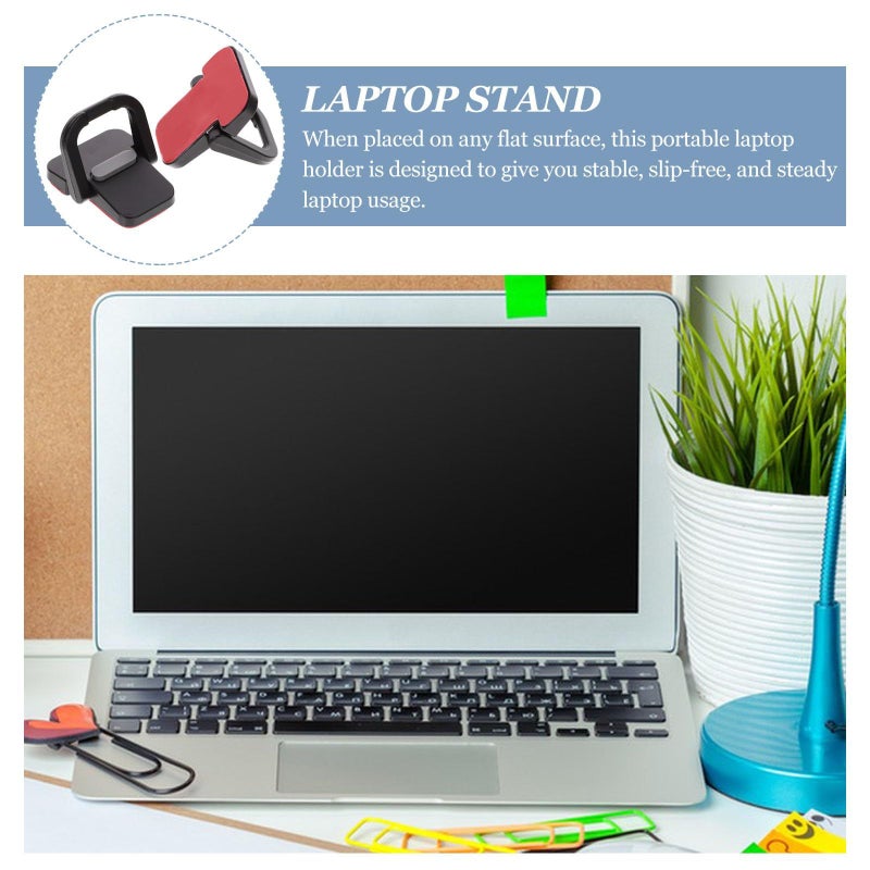 Yardwe 2Pcs Mini Invisible Metal Laptop Stand Riser Black Compact Notebook Cooling Holder for Desk Office and Travel Use - Image 4