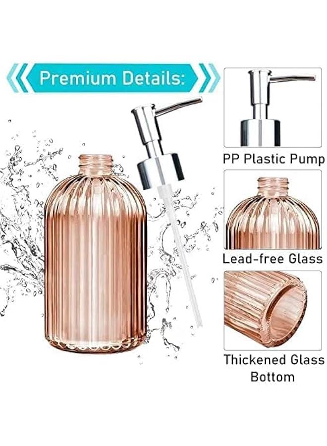 FYLX 2PC Soap Dispenser Bathroom 14oz Jar Soap Dispenser with Stainless Steel Pump Liquid Soap Dispenser for Countertop Kitchen Bathroom Orange) - Image 3
