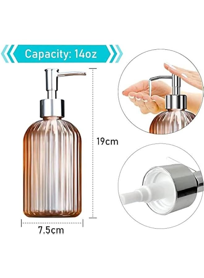 FYLX 2PC Soap Dispenser Bathroom 14oz Jar Soap Dispenser with Stainless Steel Pump Liquid Soap Dispenser for Countertop Kitchen Bathroom Orange) - Image 4