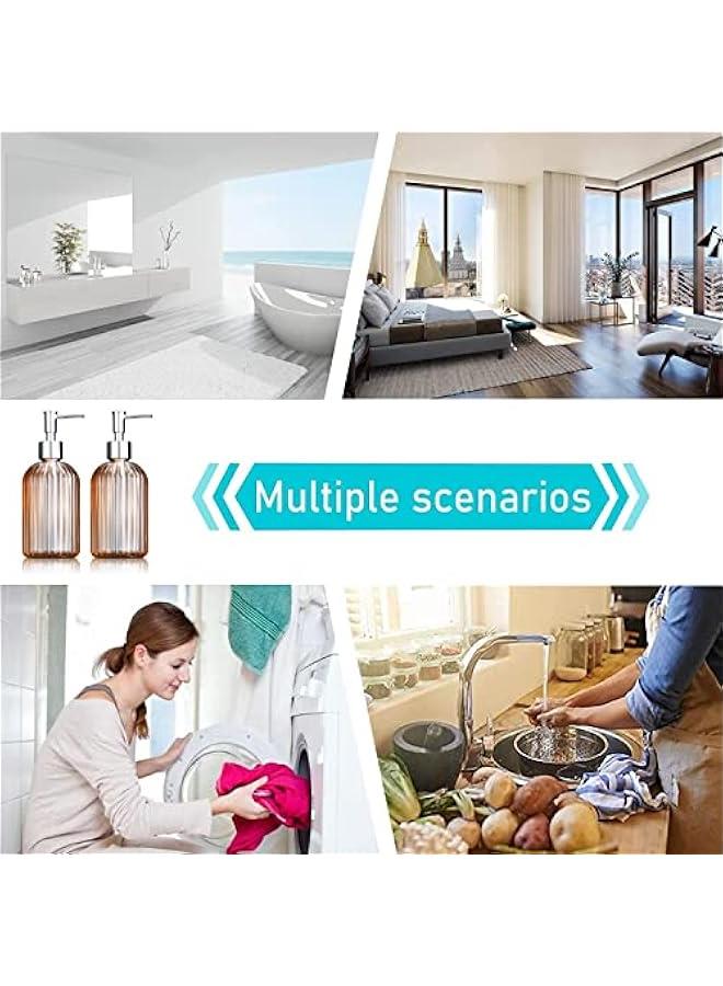 FYLX 2PC Soap Dispenser Bathroom 14oz Jar Soap Dispenser with Stainless Steel Pump Liquid Soap Dispenser for Countertop Kitchen Bathroom Orange) - Image 5