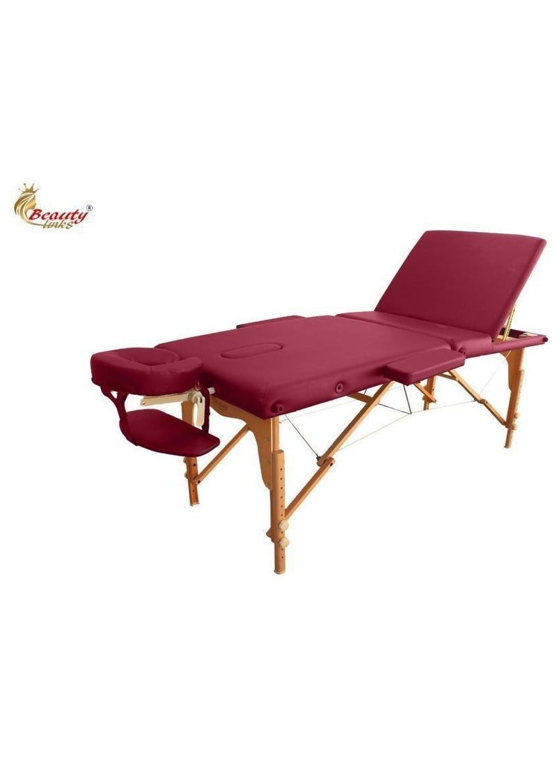 Beauty links Wood massage table burgundy color - Image 1