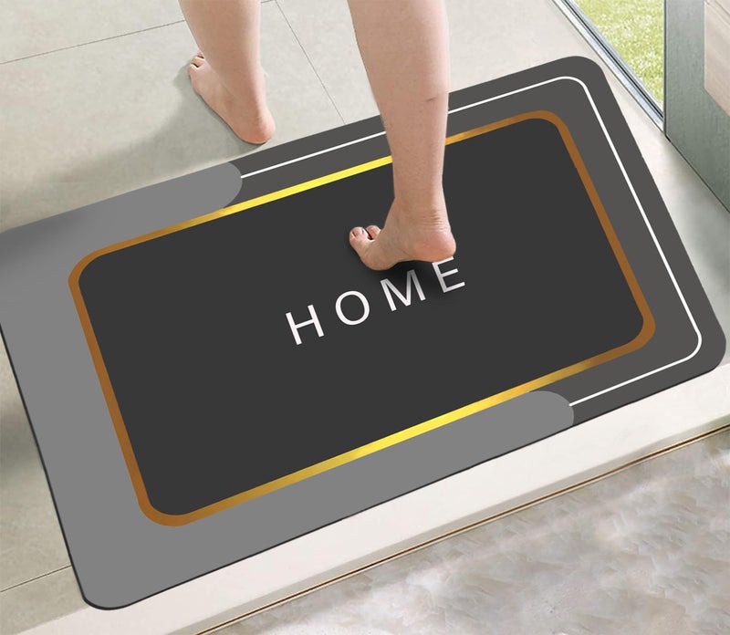 Yellow Weaves Rubber 1 Pc Anti Slip Water Soaking Rectangular Floor Mat, Water Absorbent Non Slip Bath Mat, Quick Dry Mat for Bathroom, Door Mat for Home, Kitchen, Office, Kitchen - Grey - Image 2