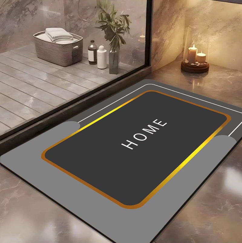 Yellow Weaves Rubber 1 Pc Anti Slip Water Soaking Rectangular Floor Mat, Water Absorbent Non Slip Bath Mat, Quick Dry Mat for Bathroom, Door Mat for Home, Kitchen, Office, Kitchen - Grey - Image 1