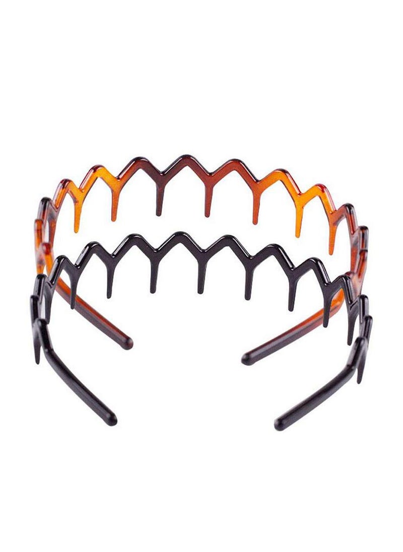ericotry - Set of 2 Plastic Sharks Tooth Hair Comb Headband Hair Hoop Headwear Hairband Hair Accessory for Womens Lady Girls Black and Brown - Image 1