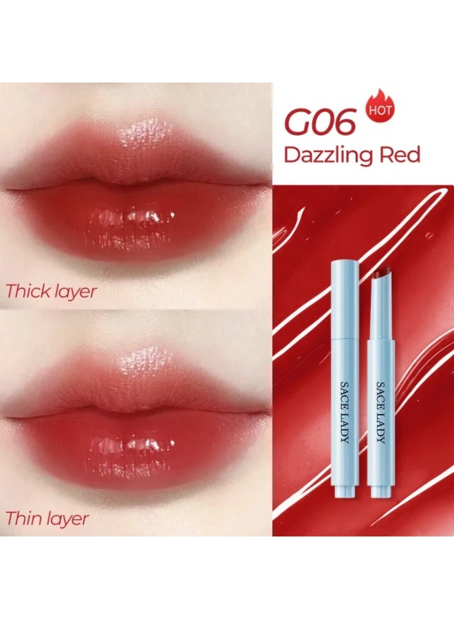 SACE LADY Glasting Gloss Lipstick – Moisturizing High-Shine Lip Gloss Balm (G06 Dazzling Red) - Image 1