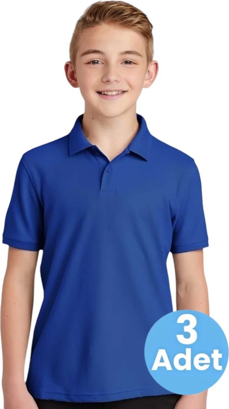تيزجيلسين 3-Piece Boys Cotton Polo Collar T-Shirt Daily and School Uniform School T-Shirt
