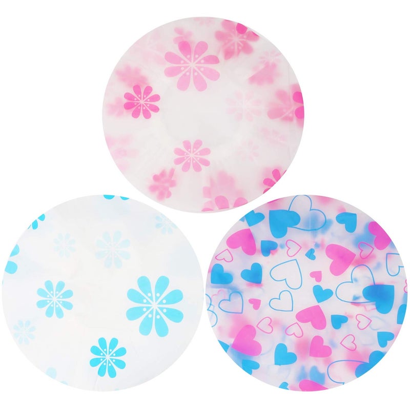Pengxiaomei Shower Caps, 3 Pcs Waterproof Bath Caps Plastic Reusable Shower Caps Elastic Band Bath Hair Hat for Women Ladies Spa Salon - Image 5