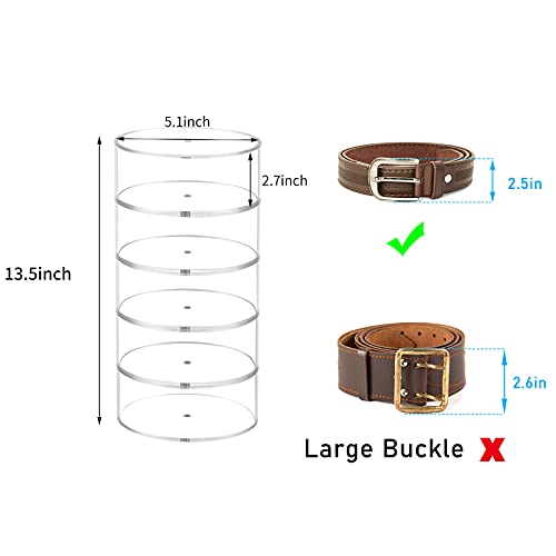 FEMELI Belt Organizer, Acrylic Belt Storage Holder for Closet & Drawer, 5-Layer Stackable Display Case for Belts, Watches, Jewelry and Ties - Image 3