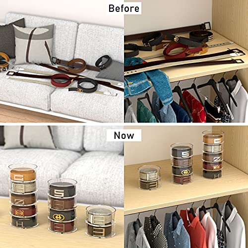 FEMELI Belt Organizer, Acrylic Belt Storage Holder for Closet & Drawer, 5-Layer Stackable Display Case for Belts, Watches, Jewelry and Ties - Image 2
