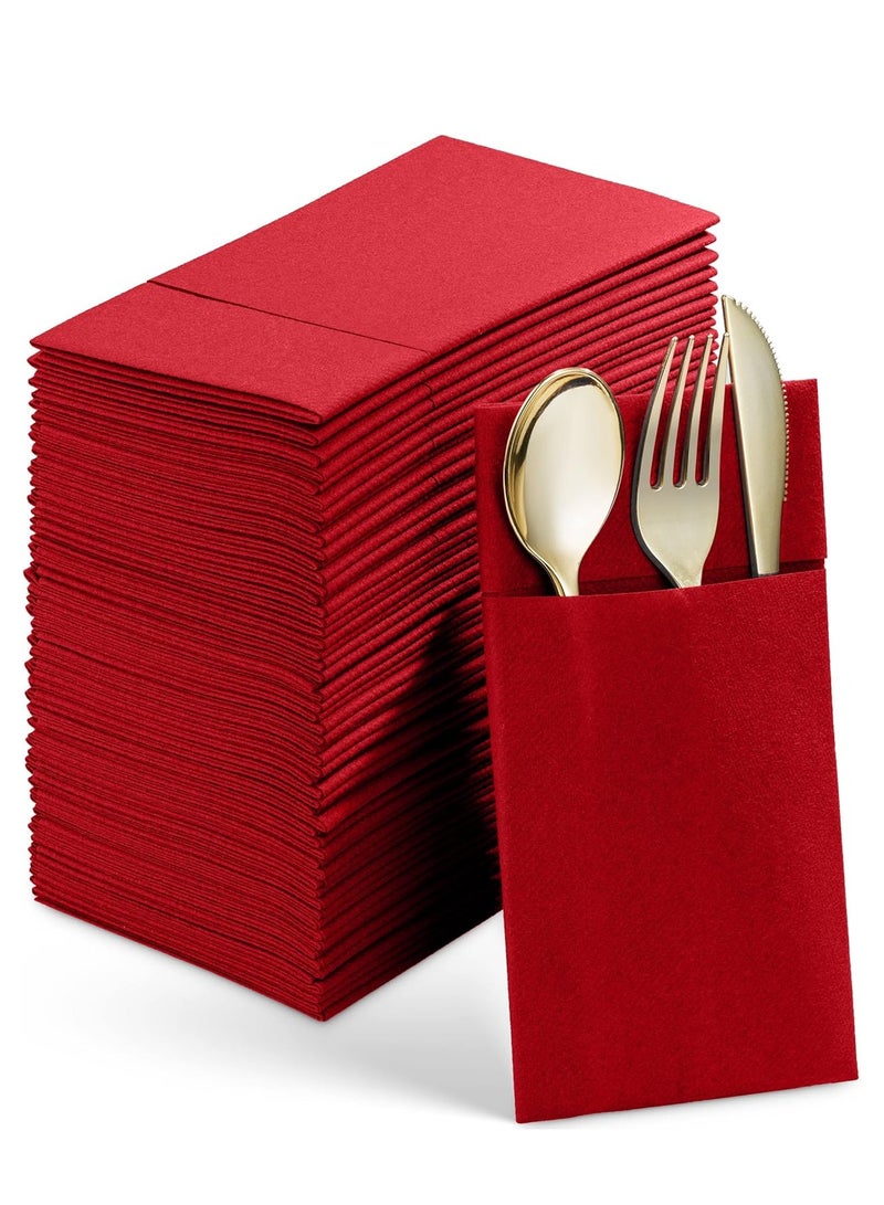 general 50-Pieces Disposable Dust-Free Dinner Napkins With Built-In Flatware Pocket Prefolded Cloth Like Paper Napkins For Wedding Dinner Or Party - Image 1