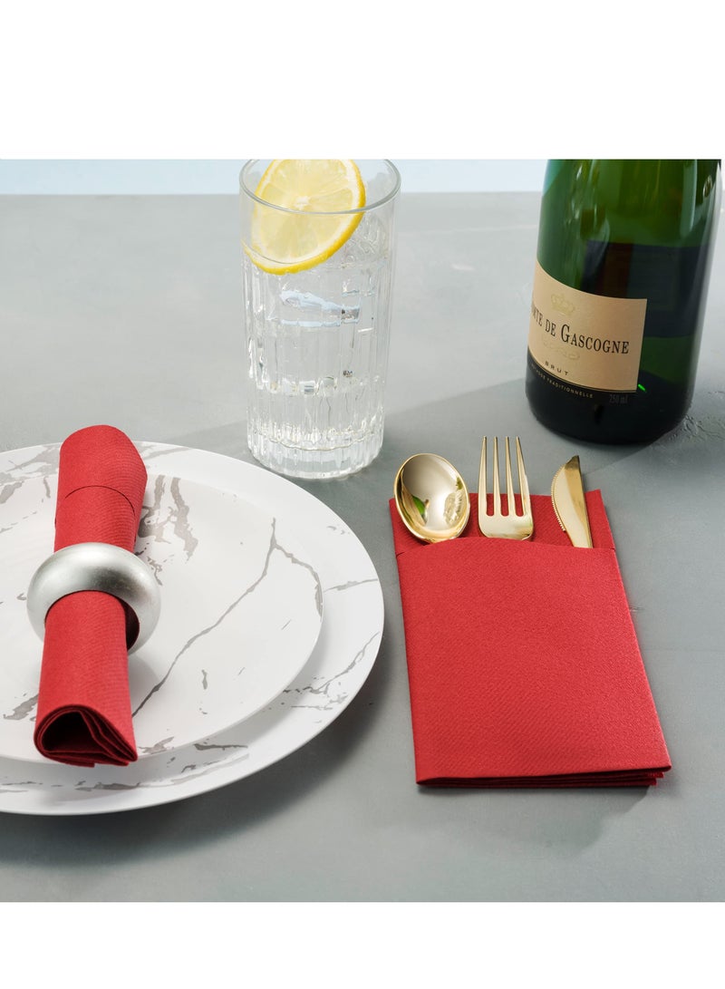 general 50-Pieces Disposable Dust-Free Dinner Napkins With Built-In Flatware Pocket Prefolded Cloth Like Paper Napkins For Wedding Dinner Or Party - Image 2