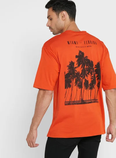 Seventy Five Oversized Miami Print Back T-Shirt