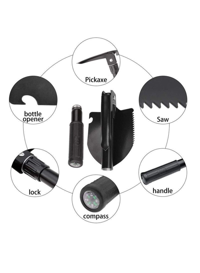 ECVV Military Portable Folding Shovel and Pickax, Small Compact Pickaxe with Carrying Pouch, Military Entrenching Survival Multitool for Camping, Hiking, Backpacking, Pouch Included - Image 3