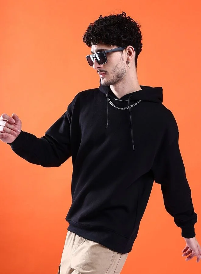 The Indian Garage Co  The Indian Garage Co Men Regular Fit Solid Hooded Full Sleeves Sweatshirt  | Best Price UAE