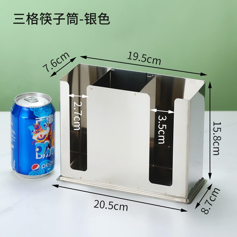 Stainless Steel Chopsticks Tube Spoon Barrel Square Storage Box Rack Golden Restaurant Spoon Spoon Rack Commercial Drainer - Image 1