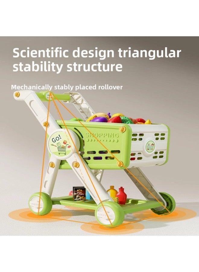 Children's Shopping Cart Simulation Toys Girls Play House Suit Supermarket Trolley Little Girls 3-6 Years Old 4 Trolley-Color:Super Green 14 Accessories 【e-commerce Packaging, Non-color Box】】 - Image 5