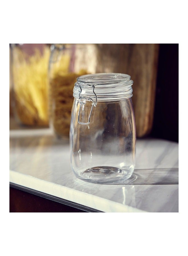 Spice Storage Container with 1000ml Capacity Glass Canister With Metal Clip Food Storage Container Clear - Image 3