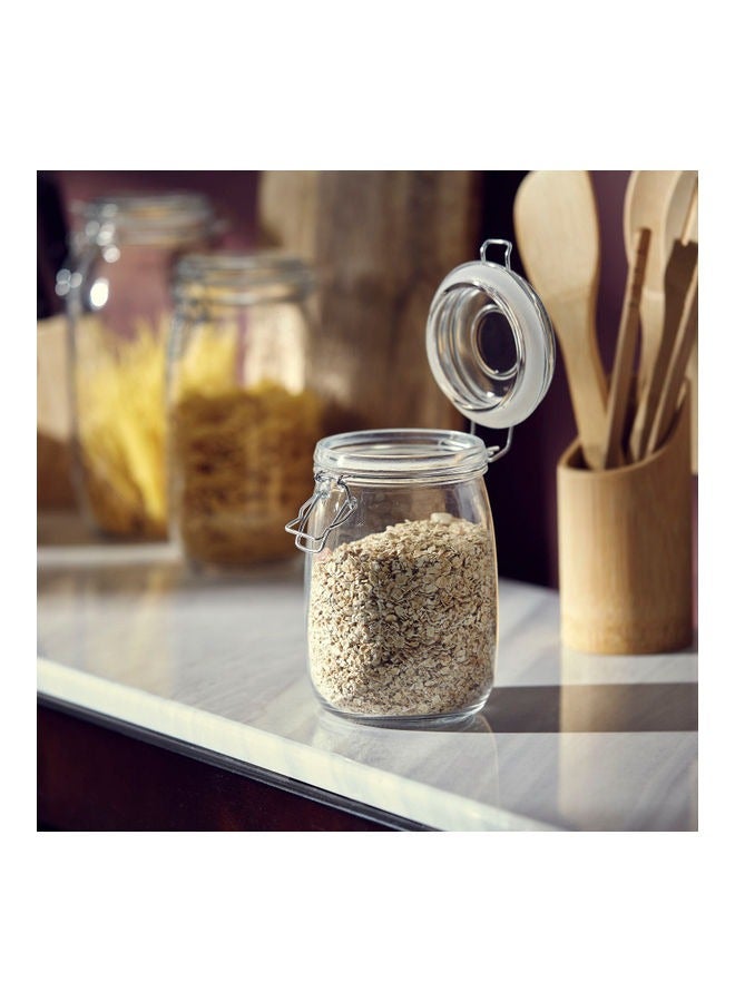 Spice Storage Container with 1000ml Capacity Glass Canister With Metal Clip Food Storage Container Clear - Image 2