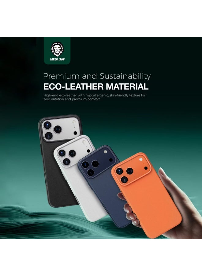 جرين ليون جراب جلدي MagSafe لهاتف iPhone 17 Pro Max، حماية من السقوط والكاميرا، مضاد للخدش، قبضة مريحة - أبيض - Image 4