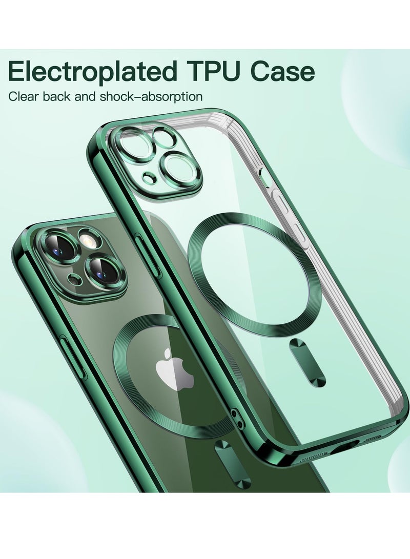 Jetech Electroplated Case for iPhone 13 6.1 Inch Camera Lens Full Protection Compatible with Magsafe Wireless Charging Shockproof Soft TPU Phone Cover Green - Image 2
