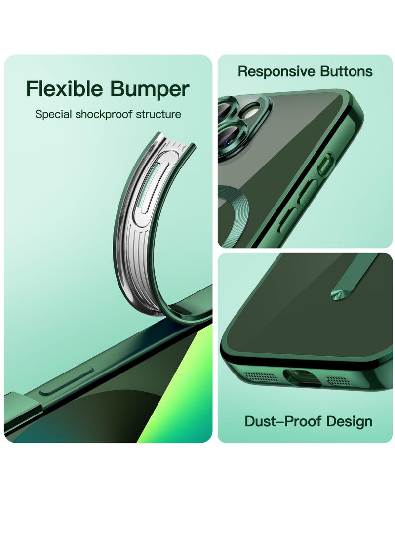 Jetech Electroplated Case for iPhone 13 6.1 Inch Camera Lens Full Protection Compatible with Magsafe Wireless Charging Shockproof Soft TPU Phone Cover Green - Image 5