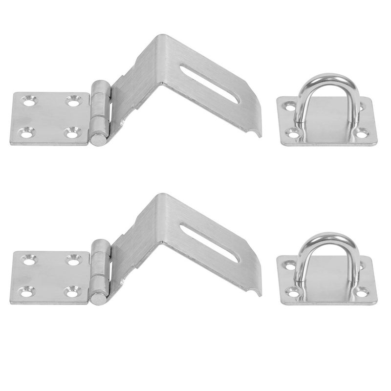 KINJOEK 4PCS 4 Inch Door Hasp Latch 90 Degree, KINJOEK Stainless Steel Right Angle Padlock Hasp, 2mm Extra Thick Security Door Clasp for Push Sliding Barn - Image 2