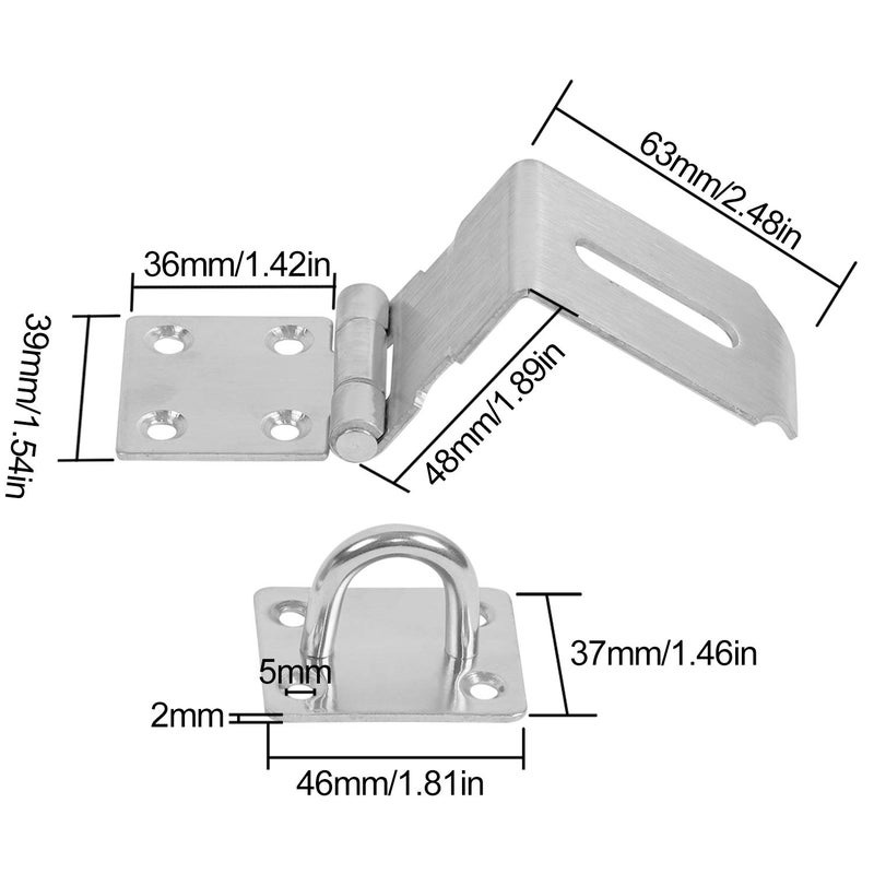 KINJOEK 4PCS 4 Inch Door Hasp Latch 90 Degree, KINJOEK Stainless Steel Right Angle Padlock Hasp, 2mm Extra Thick Security Door Clasp for Push Sliding Barn - Image 3