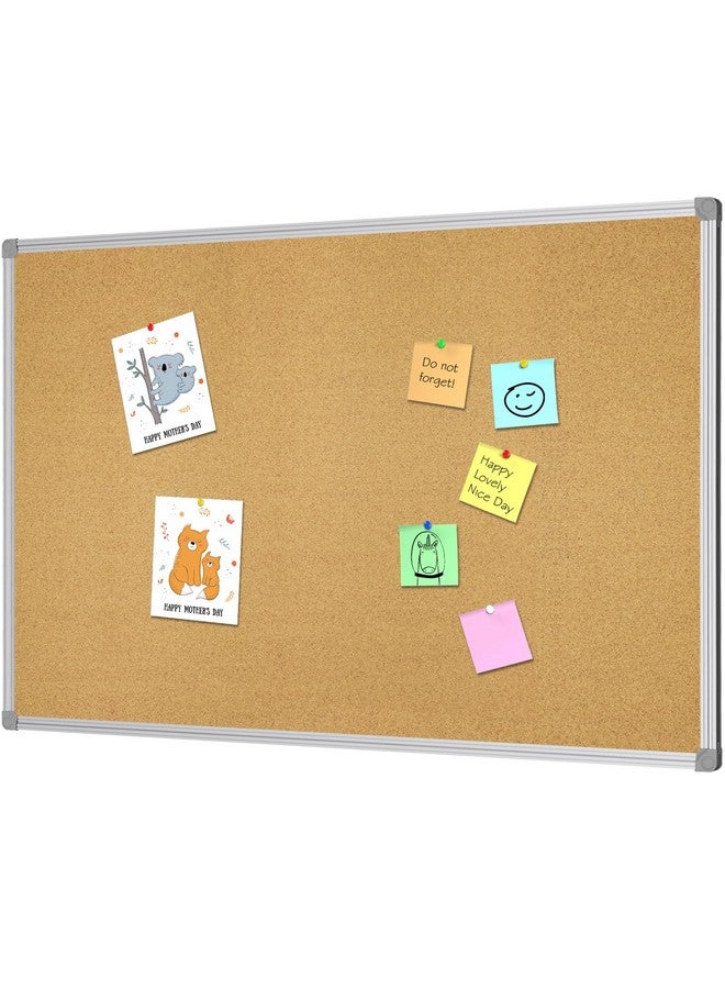 Lockways Cork Board Bulletin Board, Double Sided Corkboard 36" x 24", Wall-Mounted Aluminum Framed Message Presentation Notice Board 3 x 2 - Image 1