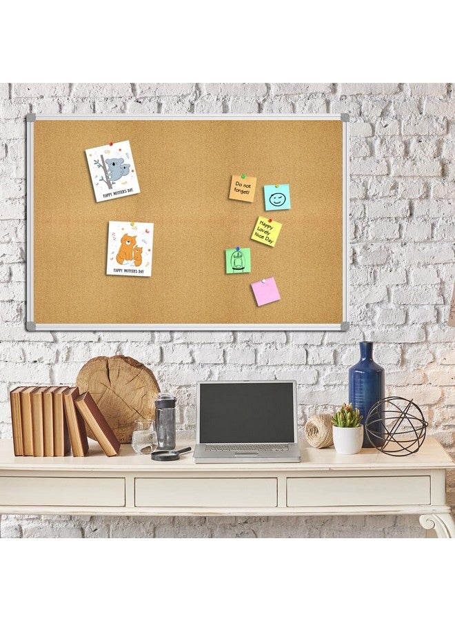 Lockways Cork Board Bulletin Board, Double Sided Corkboard 36" x 24", Wall-Mounted Aluminum Framed Message Presentation Notice Board 3 x 2 - Image 4