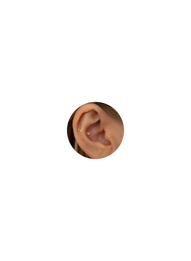 NONTAI Small Stud Earrings 20G/18G/16G Dainty Flat Back Earrings Unthreaded Cartilage Tragus Piercing Jewelry Shell Nose Helix Jewelry, 18ga(1.0mm), Titanium, No Gemstone - Image 1