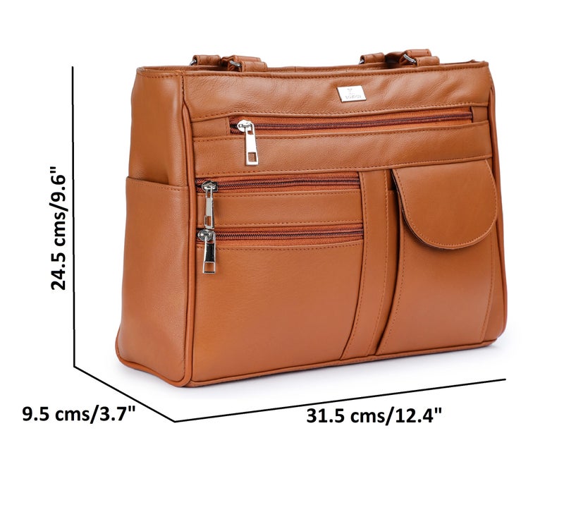 K London Ladies Leather Handbag in Soft Leather - Womens Designer Shoulder Hand Bag – Medium Practical Size (Tan) - Image 3