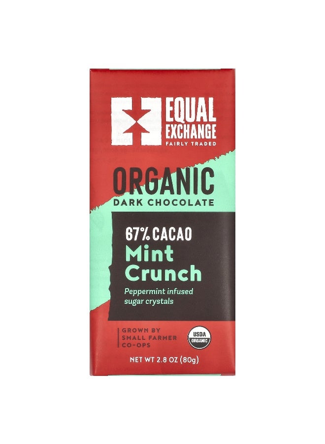 Equal Exchange, Organic Dark Chocolate, Mint Crunch, 67% Cacao, 2.8 oz (80 g) - Image 1