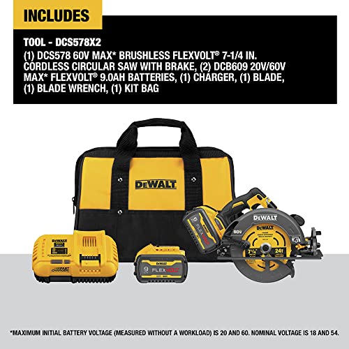 DEWALT FLEXVOLT 60V MAX* Circular Saw with Brake Kit, 7-1/4-Inch (DCS578X2) - Image 2