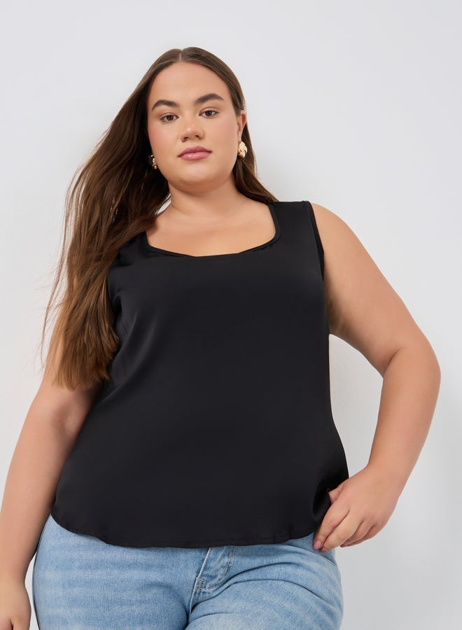 Styli Plus Size Solid Sleeveless Top - Image 1