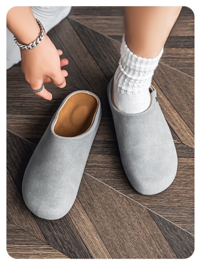 Men's Suede Birken Style Closed Toe Mule Slippers, Slip On Lazy Office Indoor Outdoor Clogs, Non-Slip Odor Resistant Comfort Casual Slides - Image 3