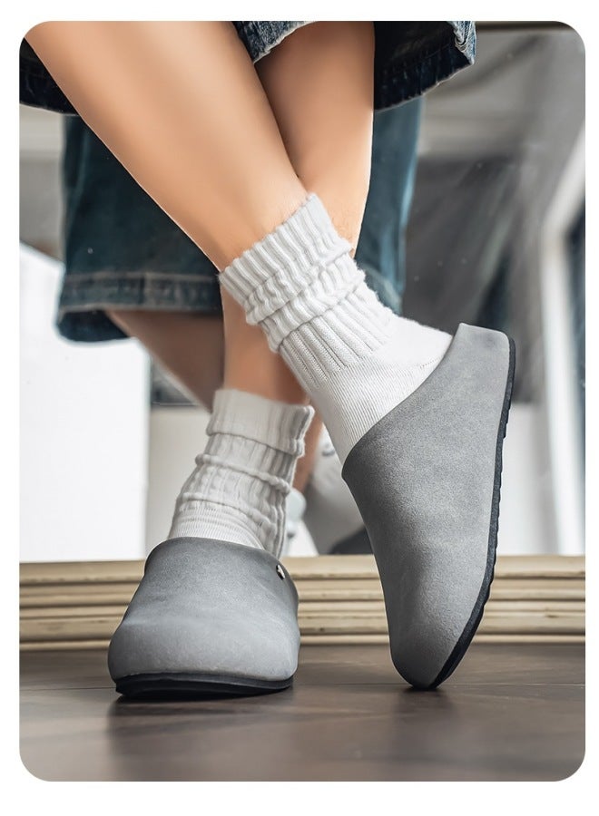 Men's Suede Birken Style Closed Toe Mule Slippers, Slip On Lazy Office Indoor Outdoor Clogs, Non-Slip Odor Resistant Comfort Casual Slides - Image 1