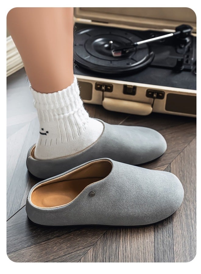 Men's Suede Birken Style Closed Toe Mule Slippers, Slip On Lazy Office Indoor Outdoor Clogs, Non-Slip Odor Resistant Comfort Casual Slides - Image 2