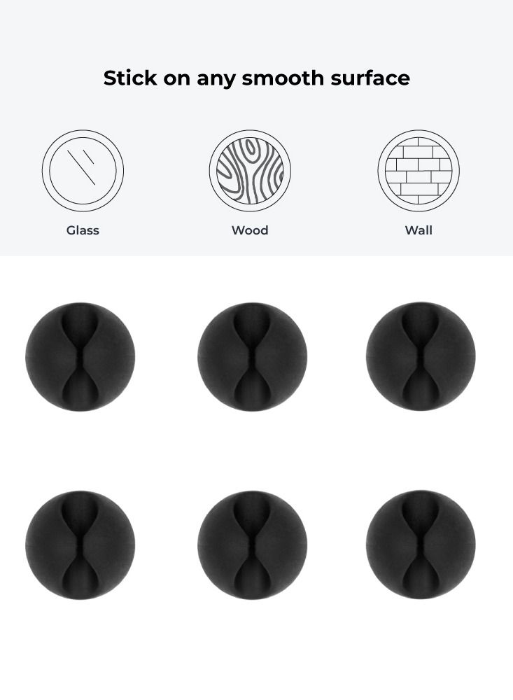 blupebble Anchor One Desk Cable Organizer Clip Set – 6-Piece Silicone Cable Holders for Desk, Wall & Workspace | Cord Management for USB, Charger, Laptop, PC & Accessories | Reusable & Adhesive - Image 3