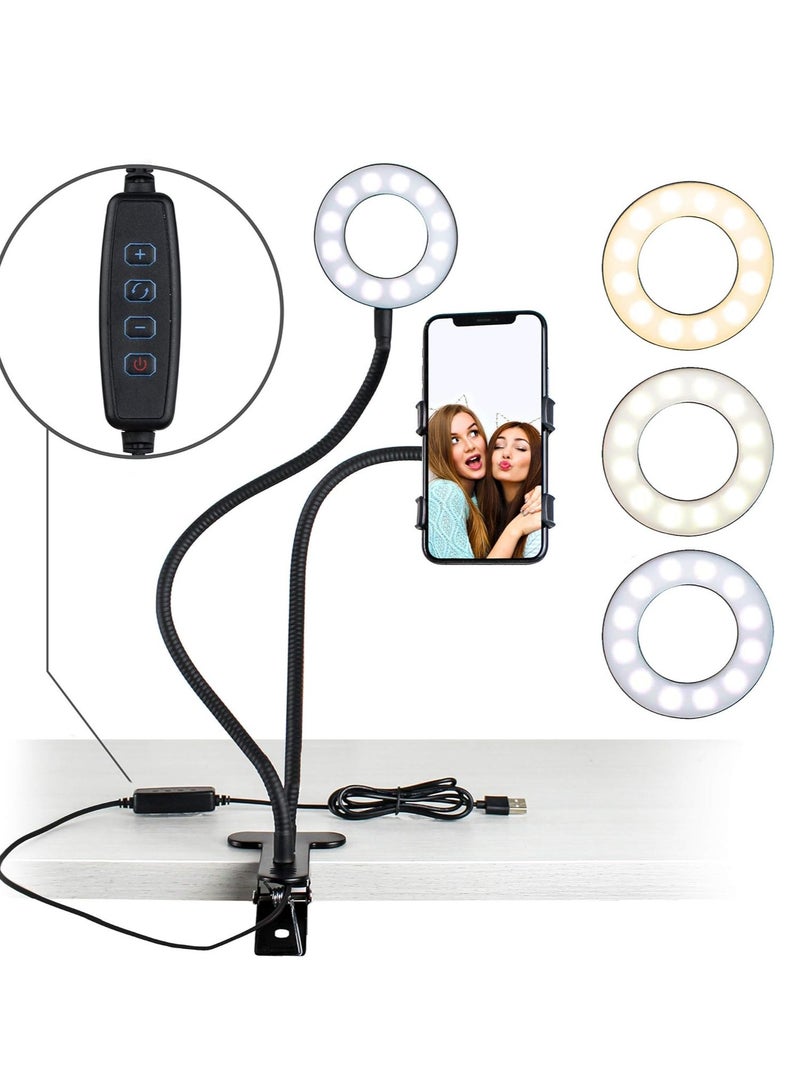 KASTWAVE Selfie Ring Light With 24” Gooseneck Stand & Cell Phone Holder, Social Media Influencer Live-Streaming Phone Mount And Light Kit For Live Stream Office Kitchen(Black) - Image 1