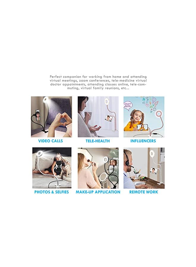 KASTWAVE Selfie Ring Light With 24” Gooseneck Stand & Cell Phone Holder, Social Media Influencer Live-Streaming Phone Mount And Light Kit For Live Stream Office Kitchen(Black) - Image 5