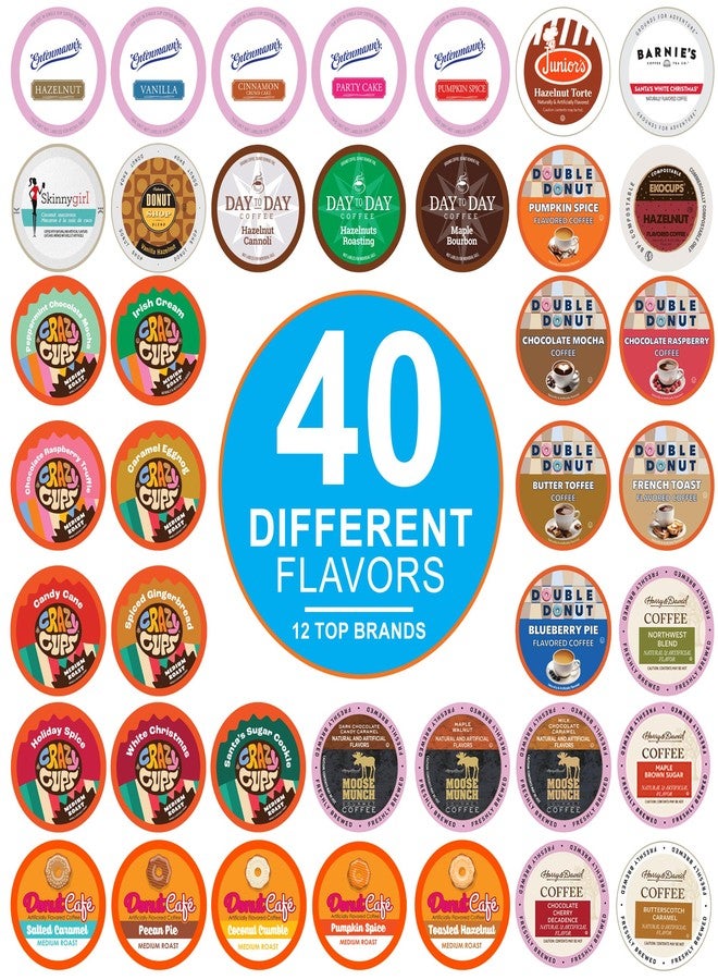 Crazy Cups Flavored Coffee Pods Variety Pack for Keurig K Cups Brewers, Assorted Flavored Coffee Sampler, 40 Count - Image 1