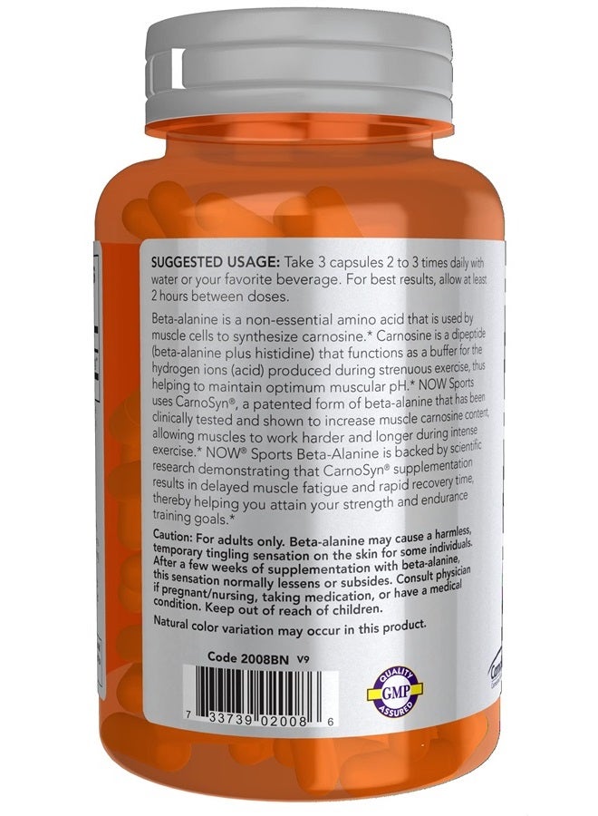 now Sports Nutrition, Beta-Alanine 750 mg, Delays Muscle Fatigue*, Endurance*, 120 Veg Capsules - Image 3