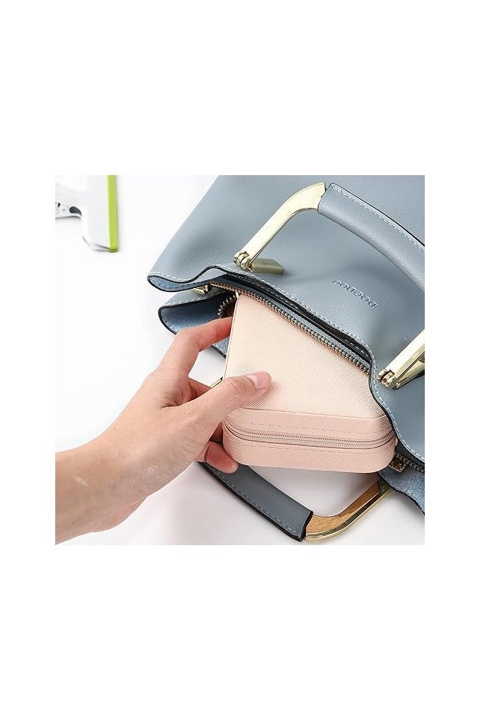 Generic Portable Travel Mini Jewelry Box Leather Jewellery Ring Organizer Case Storage Gift Box Girls Women (pink). - Image 3