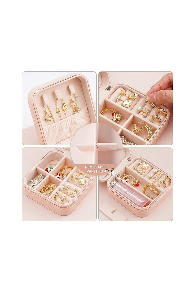 Generic Portable Travel Mini Jewelry Box Leather Jewellery Ring Organizer Case Storage Gift Box Girls Women (pink). - Image 5