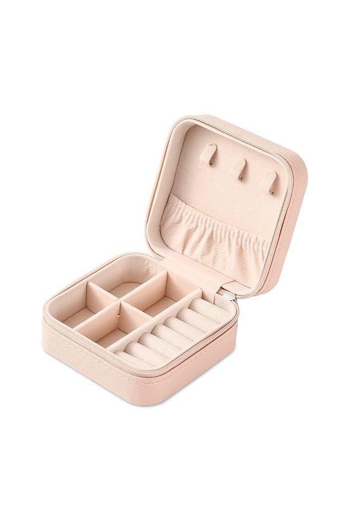 Generic Portable Travel Mini Jewelry Box Leather Jewellery Ring Organizer Case Storage Gift Box Girls Women (pink). - Image 1