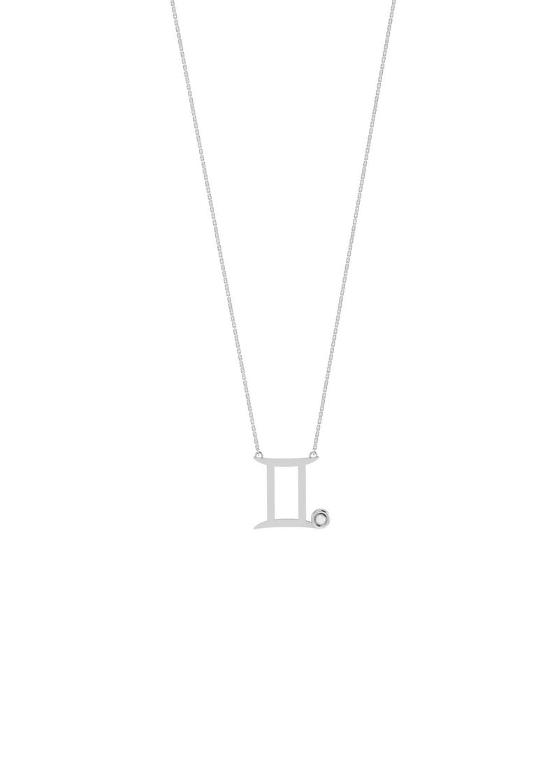 Capri Gold 18K White Gold Gemini Zodiac Sign Necklace with Pearl